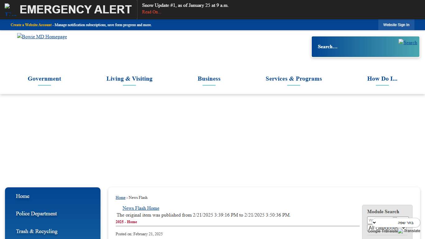 News Flash • Bowie, MD • CivicEngage