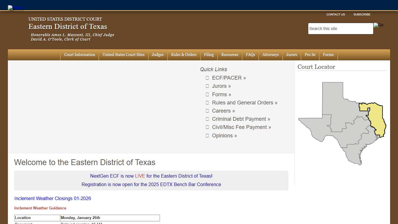 Eastern District of Texas United States District Court